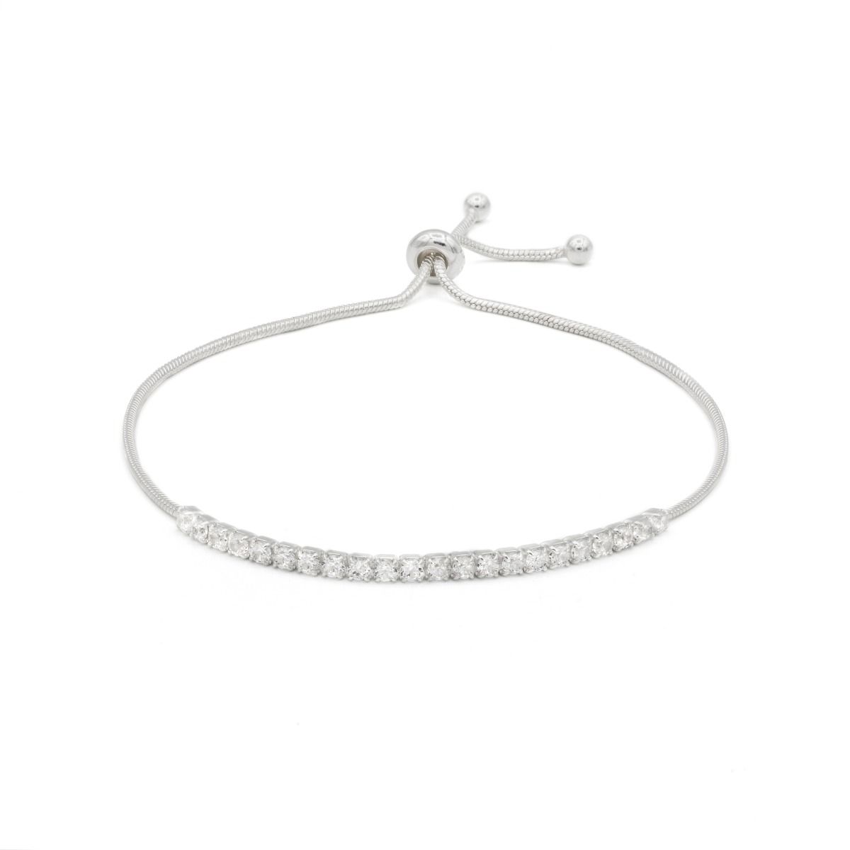 Mondschein Armband mit Schiebeverschluss - Weiße Kristallen [Sterlingsilber]