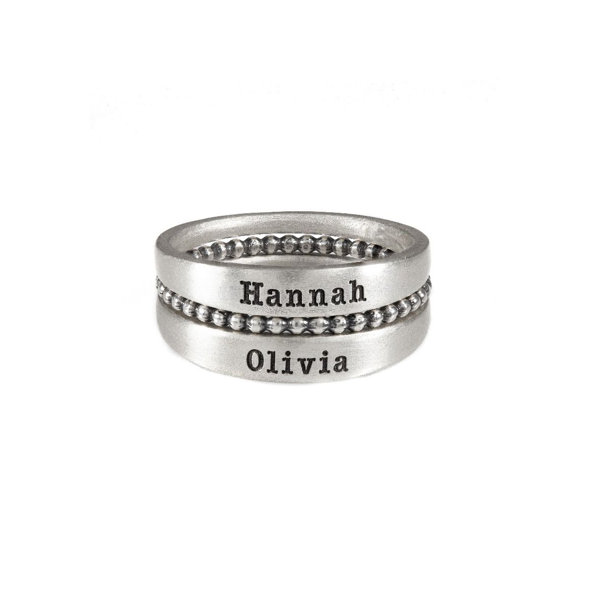 Family Name Rings Stack [Sterling Silver]