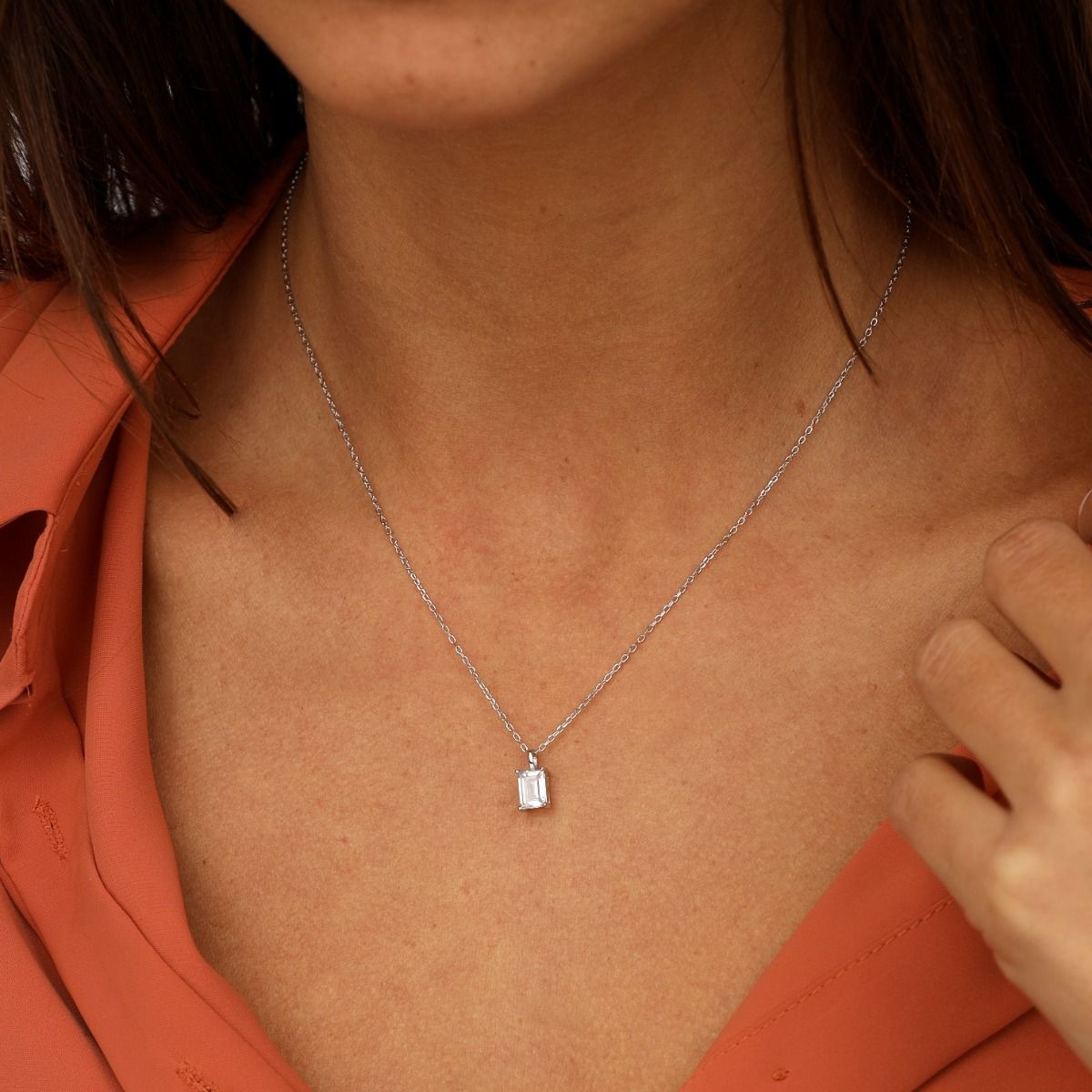 Nature Love Necklace - White Crystal [Sterling Silver]