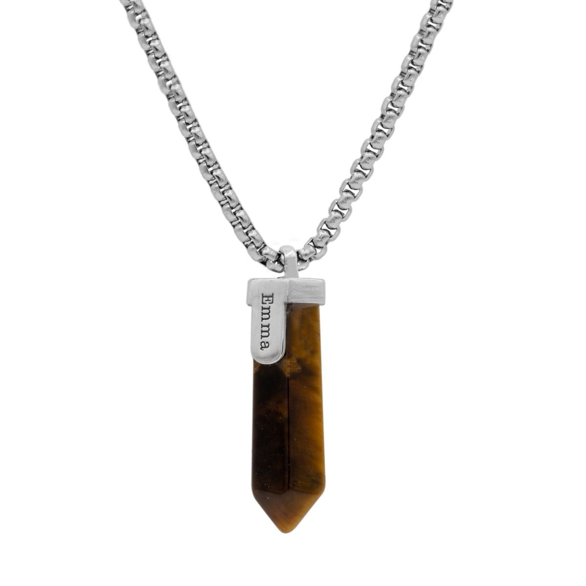 Men's Tiger Eye Necklace with Custom Engraving Talisa