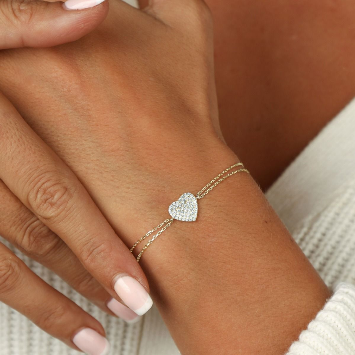 Pavé Heart Bracelet [18K Gold Plated]