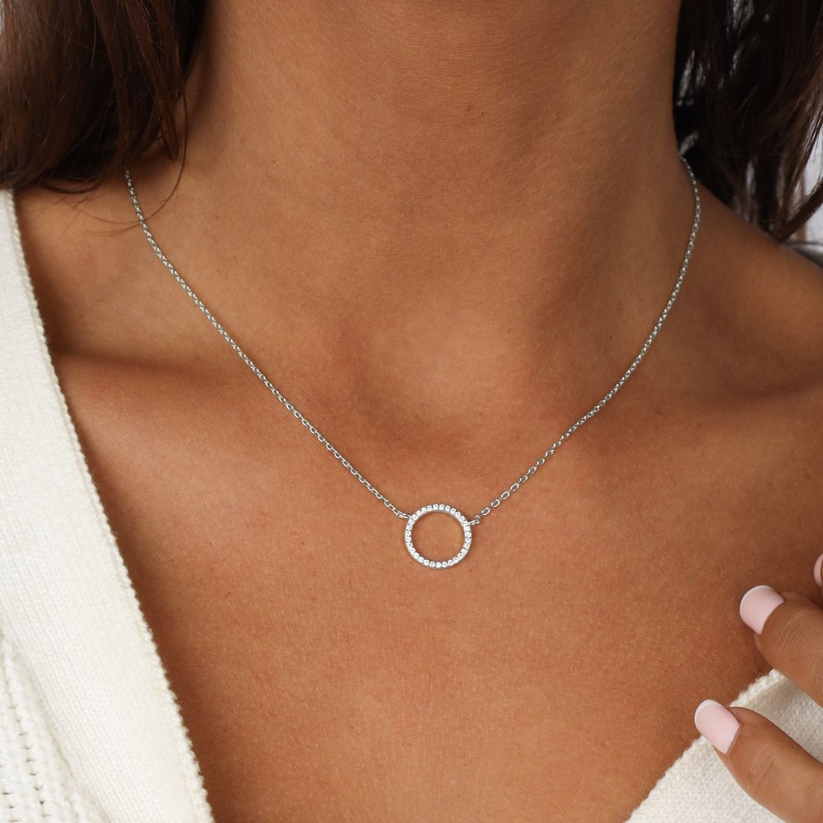 Pavé Circle Necklace [Sterling Silver]