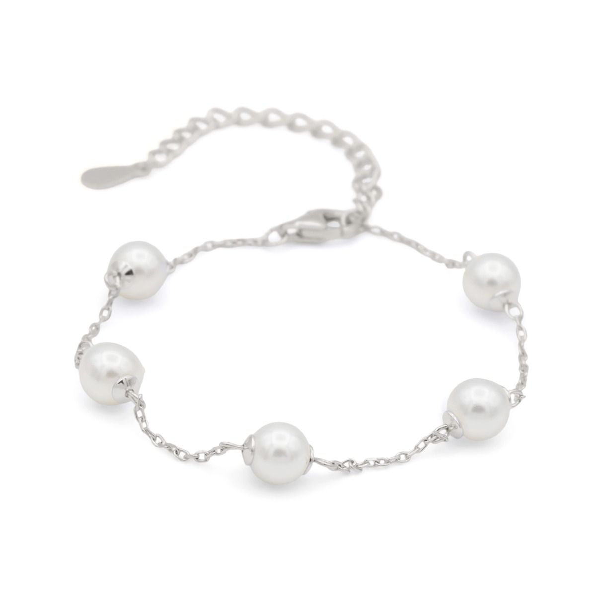 ☆TATIANA☆ Pearl Flower Bracelet BR2190 Mariana Jewelry Flower Power Silver Plated Flower Crystal