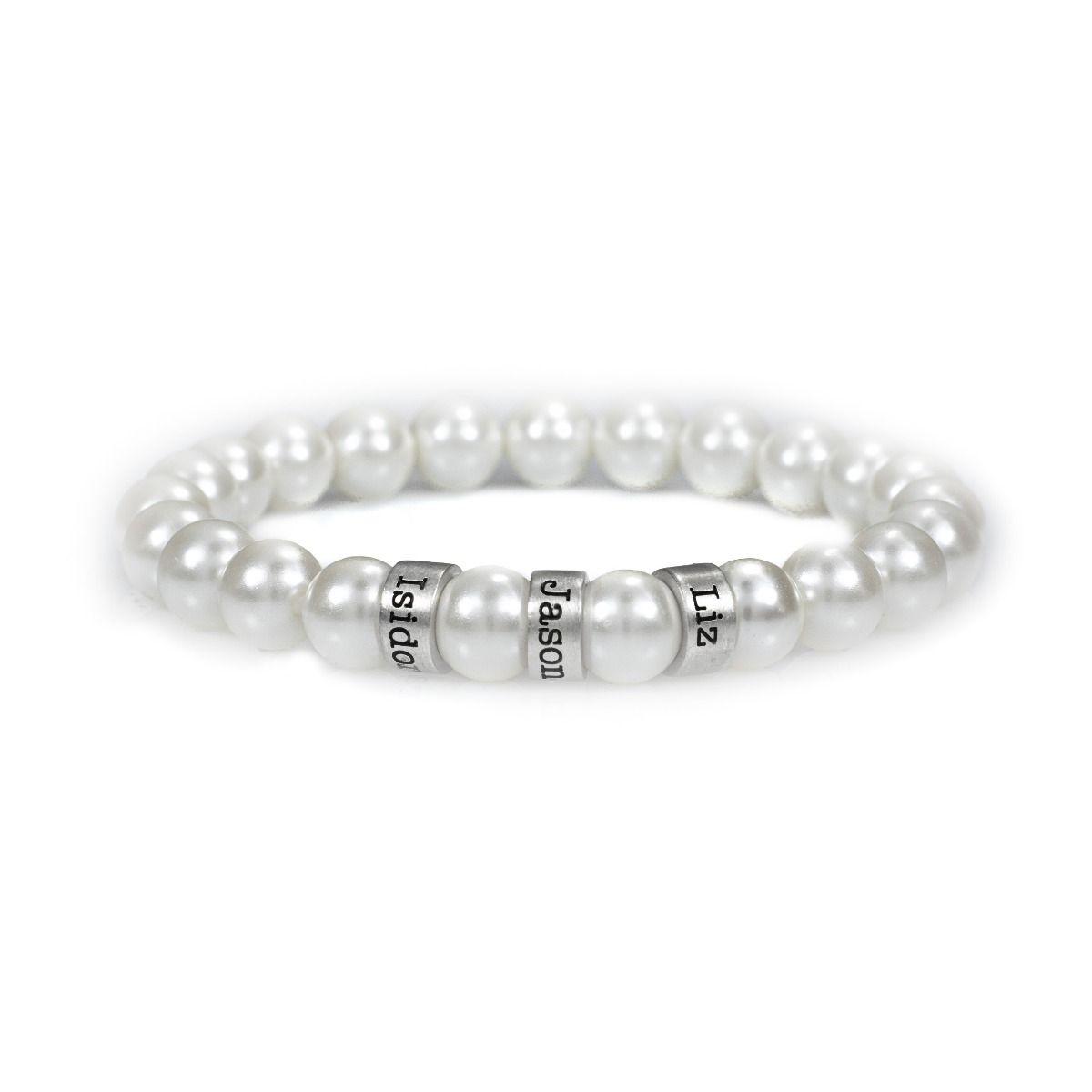Armband aus Perlen mit gravierten Ringen [Sterlingsilber]
