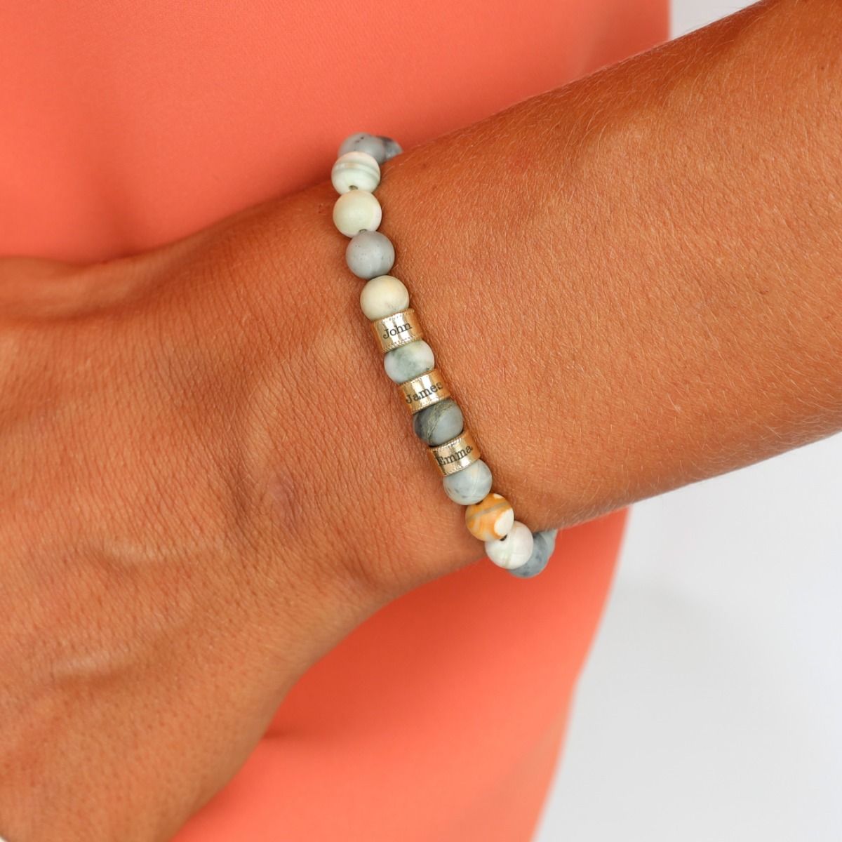 Picasso Jasper Women Name Bracelet [10 Karat Gold]