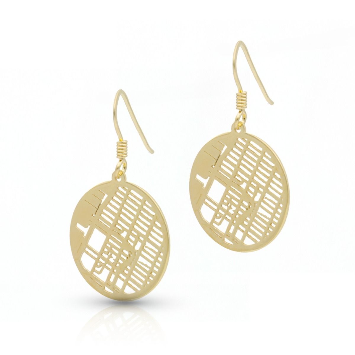Plated in Gold Memories Circle Map Earrings - Customized
