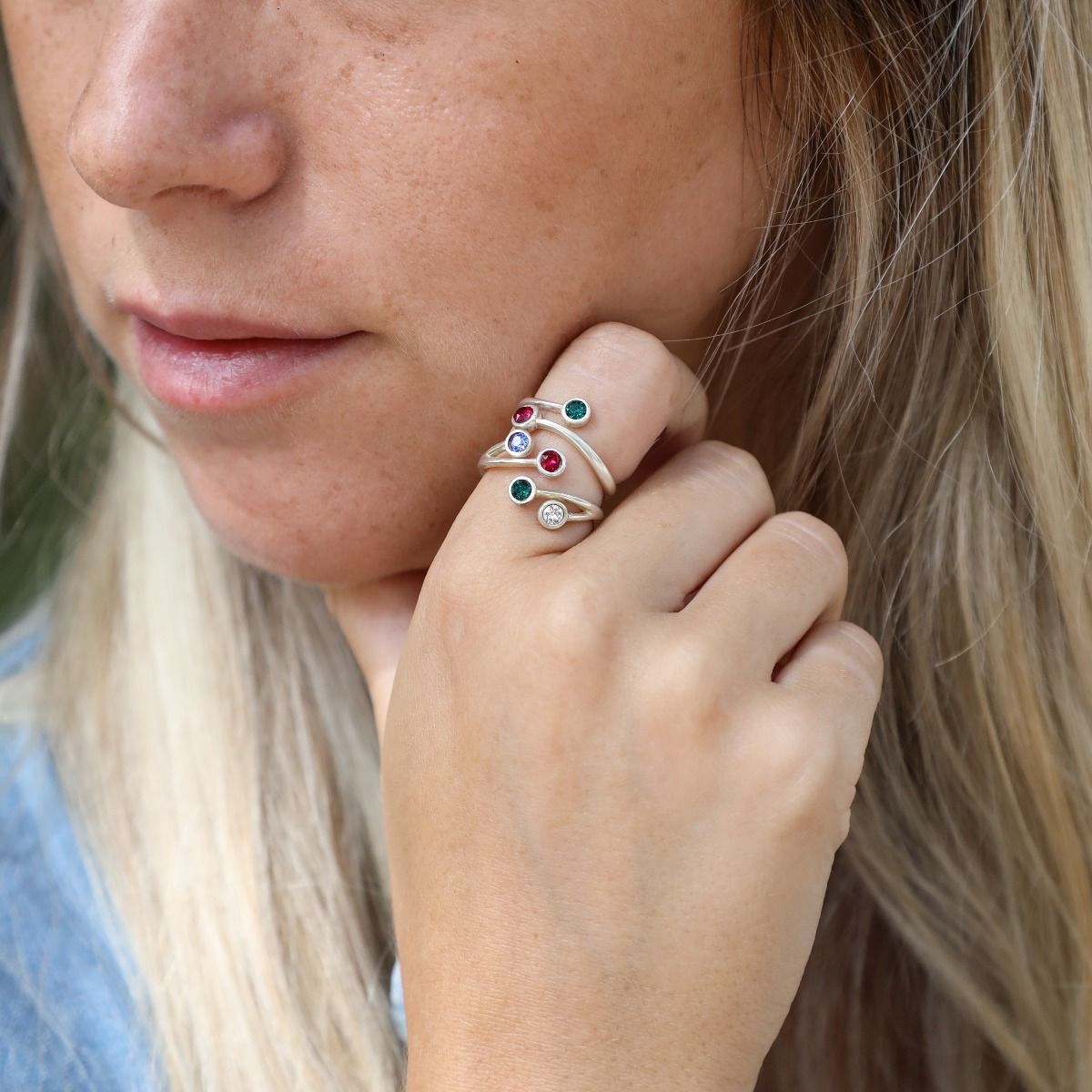 ☆TATIANA☆ Silver 925 birthstone round bezel one-touch earr Sterling Silver Mariner Anchor CZ Birthstone Ring
