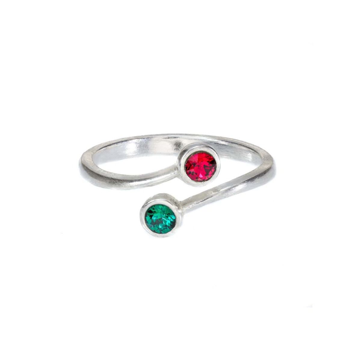 Roots Of Love Ring – 2 Birthstones [Sterling Silver]