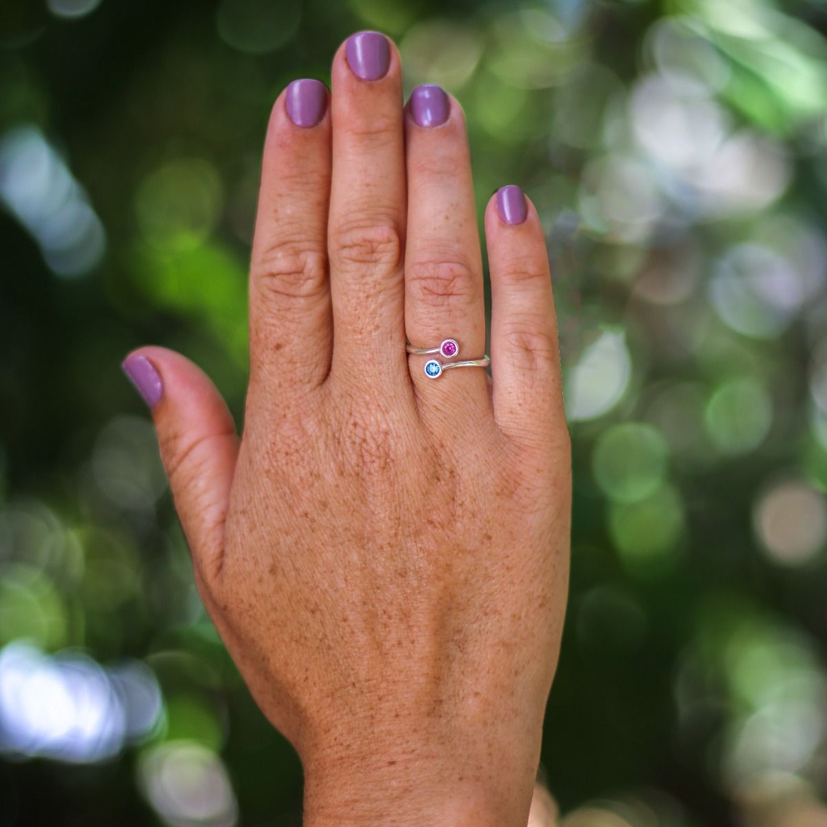Roots of Love Promise Ring with Birthstones (Silver