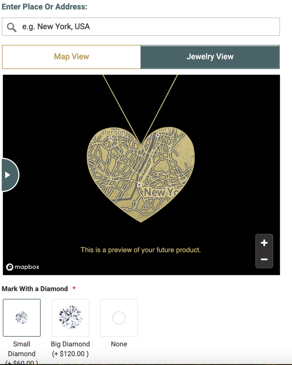 Engraved Heart Map Necklace [18K Gold Vermeil]
