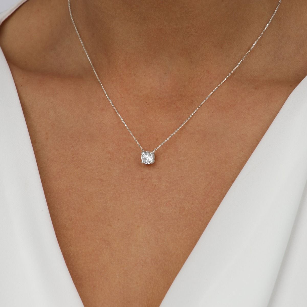 Serene Crystal Necklace [Sterling Silver]