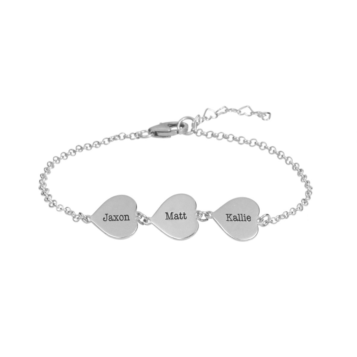 Bracelet de Cœurs avec Noms [Argent 925] 