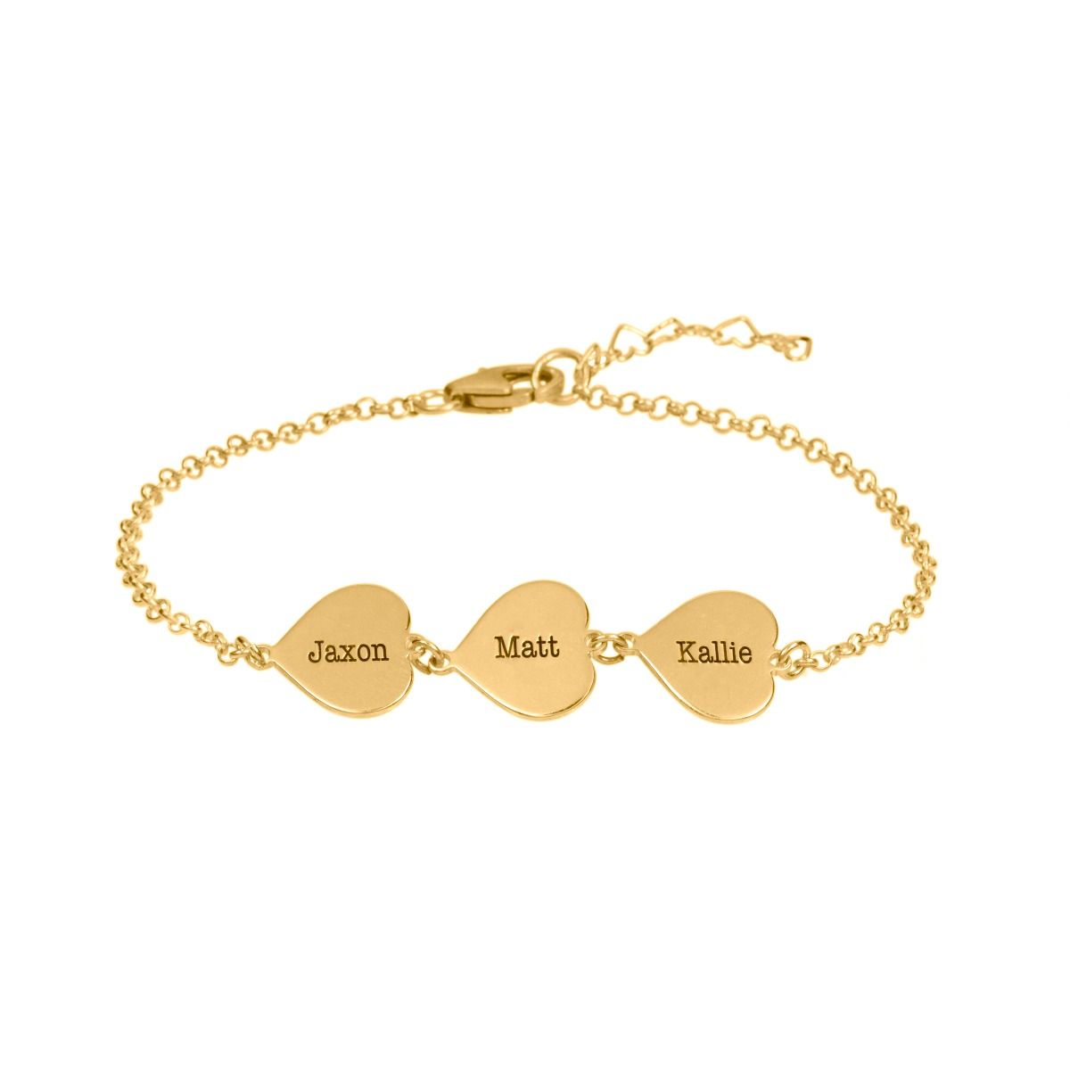 Bracelet de Cœurs avec Noms [Plaqué Or 18ct]