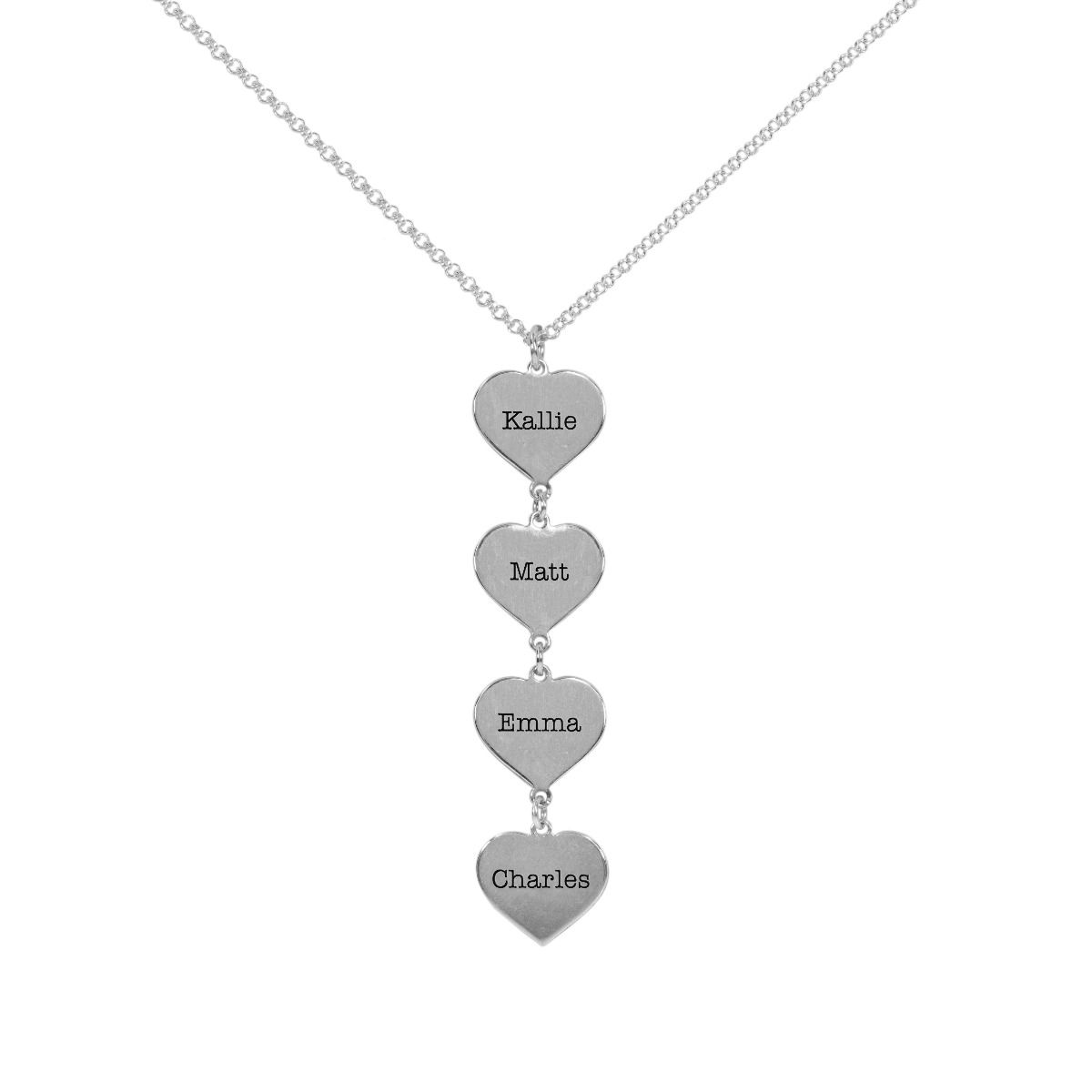 Set of Hearts Name Necklace [Sterling Silver]