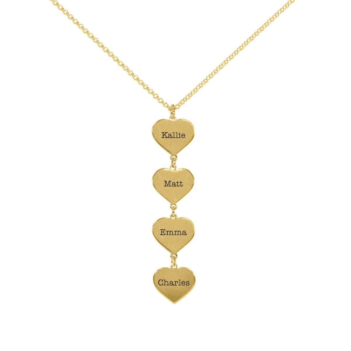 Set of Hearts Name Necklace [18K Gold Plated]