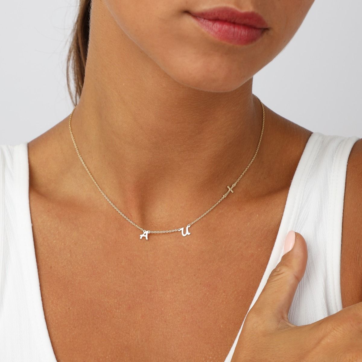 Women's Initial Necklace Vermeil Gold Chain with Cross by Talisa