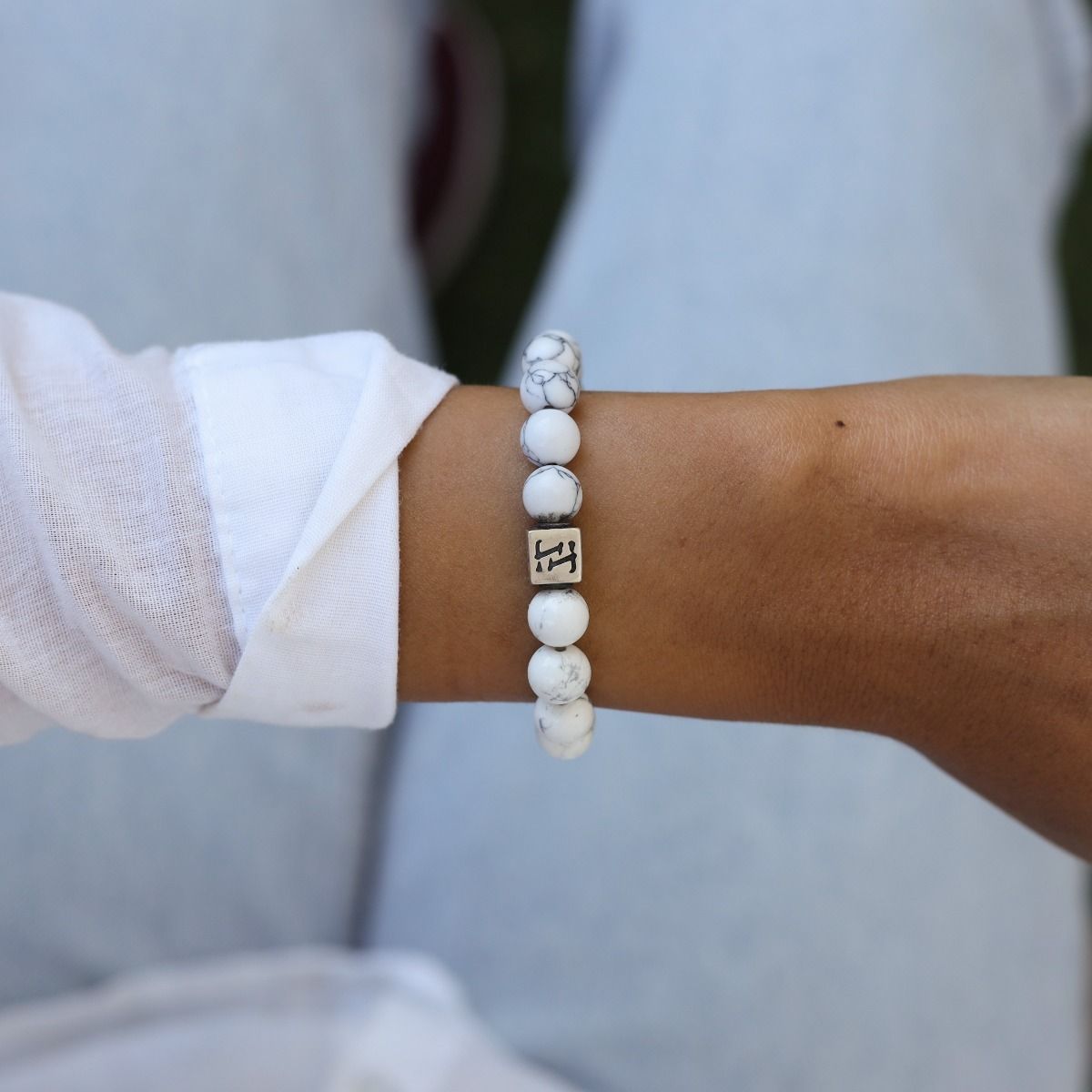 Classic Howlite Bracelet for Women [Sterling Silver]