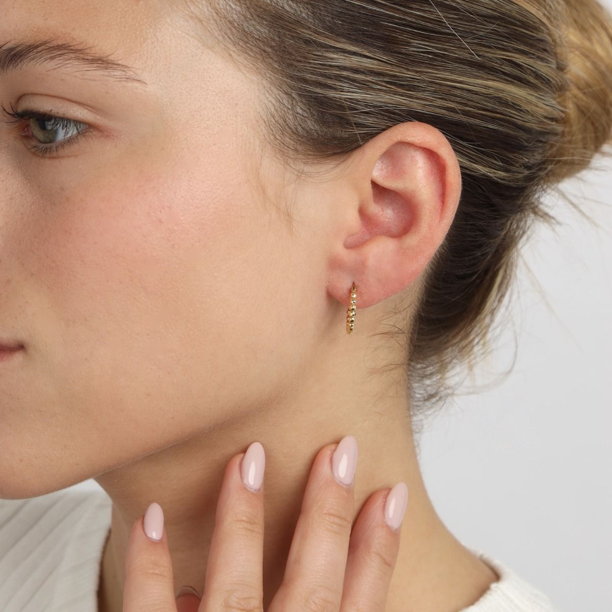 Small Beaded Hoop Earrings [18K Gold Vermeil]