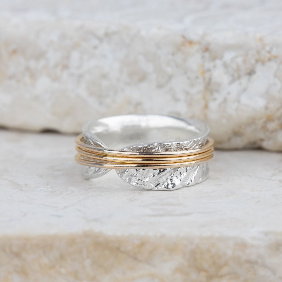 Bague Spinner Brillante Cercles d'Amour [Argent 925] - 3 Anneaux