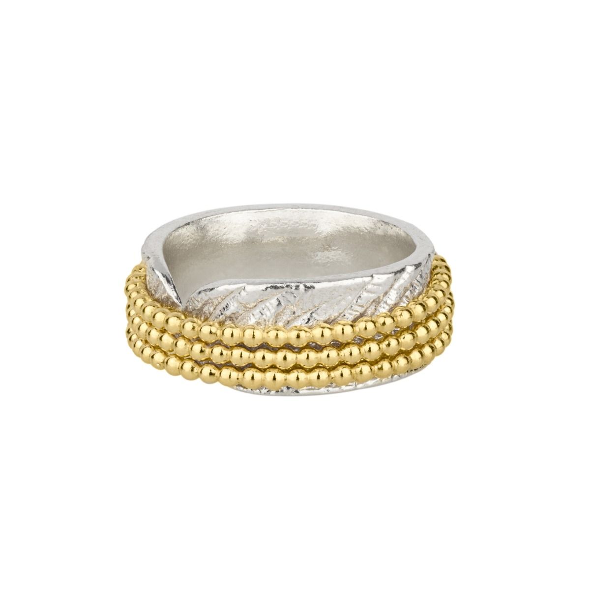 Family Circles Beaded Spinner Ring Shiny [Sterling Silver] - 3 Spinners