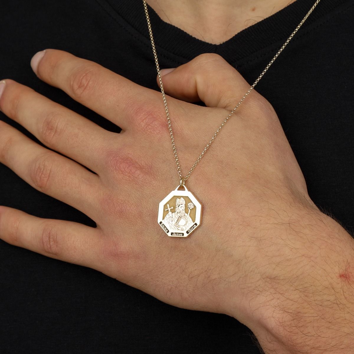 St Patrick's Personalized Necklace For Men - 18K Gold Plated