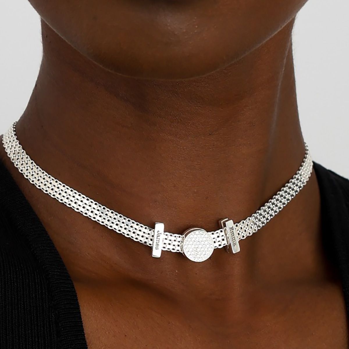 Verzaubertes Pavé Charm Milanaise Kette [Sterlingsilber]