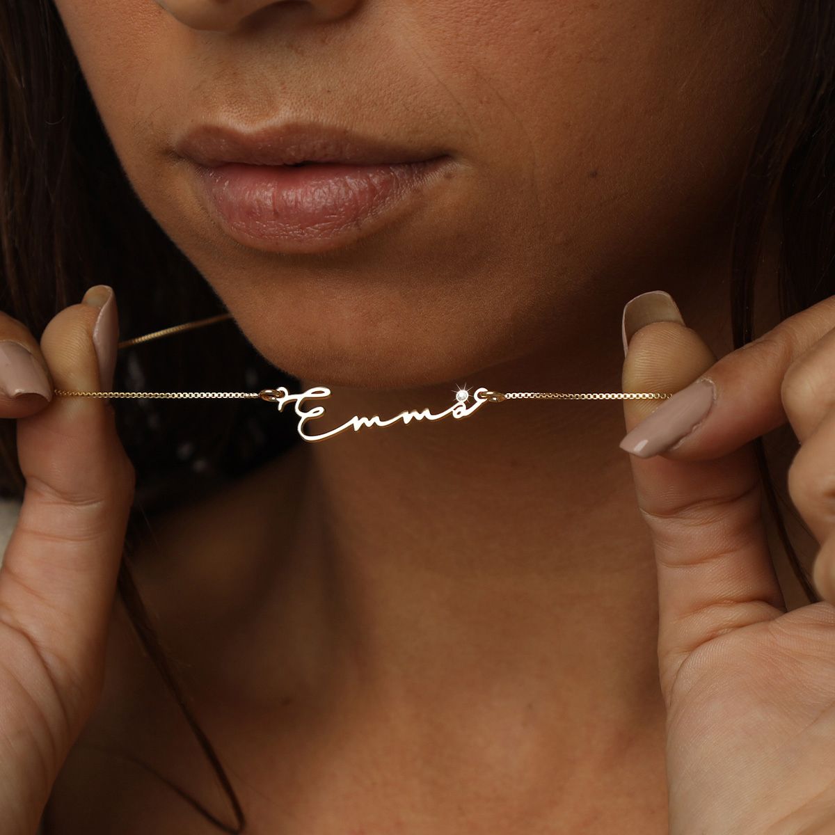 Talisa Italic Name Necklace with Diamond [18K Gold Vermeil]