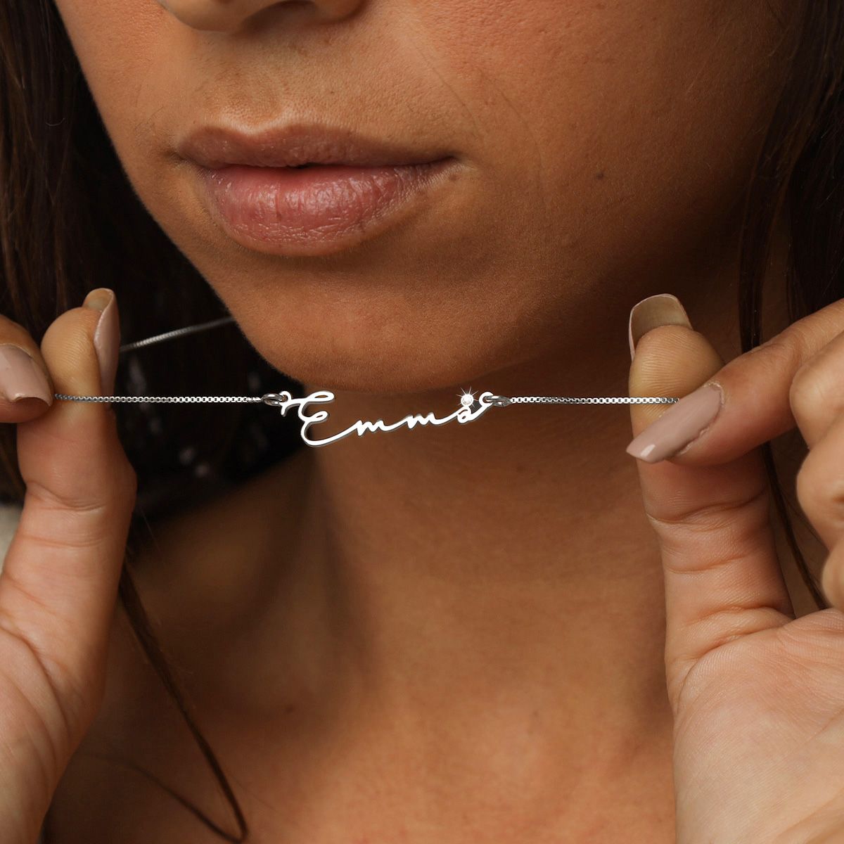 Talisa Italic Name Necklace with Diamond [Sterling Silver]