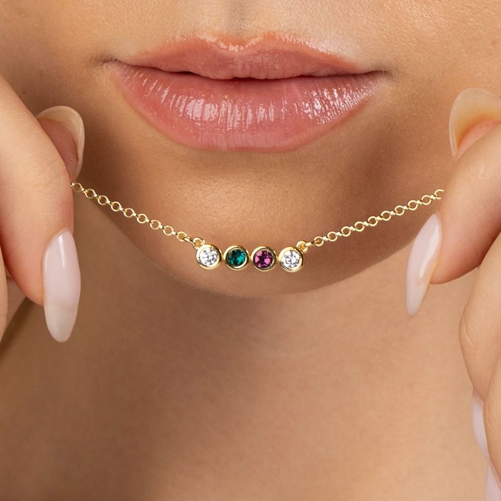 Talisa Stars Birthstone Necklace With 2 Diamond Circles [18K Gold Vermeil]