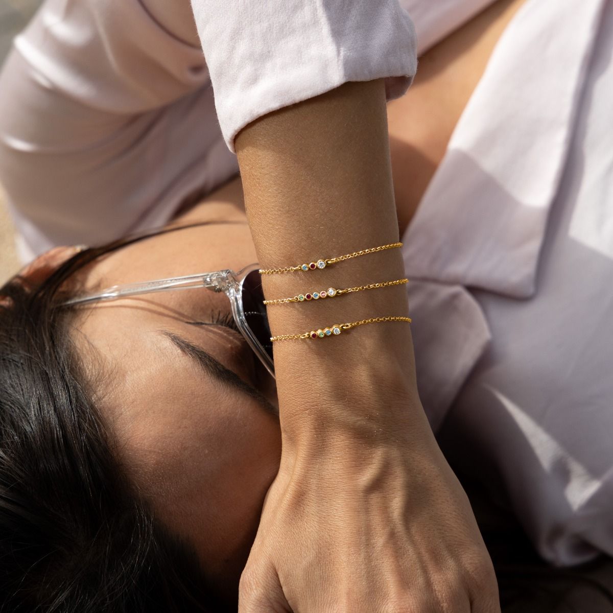 Always My Granddaughter Diamond Bracelet Gold Plated Birthstone