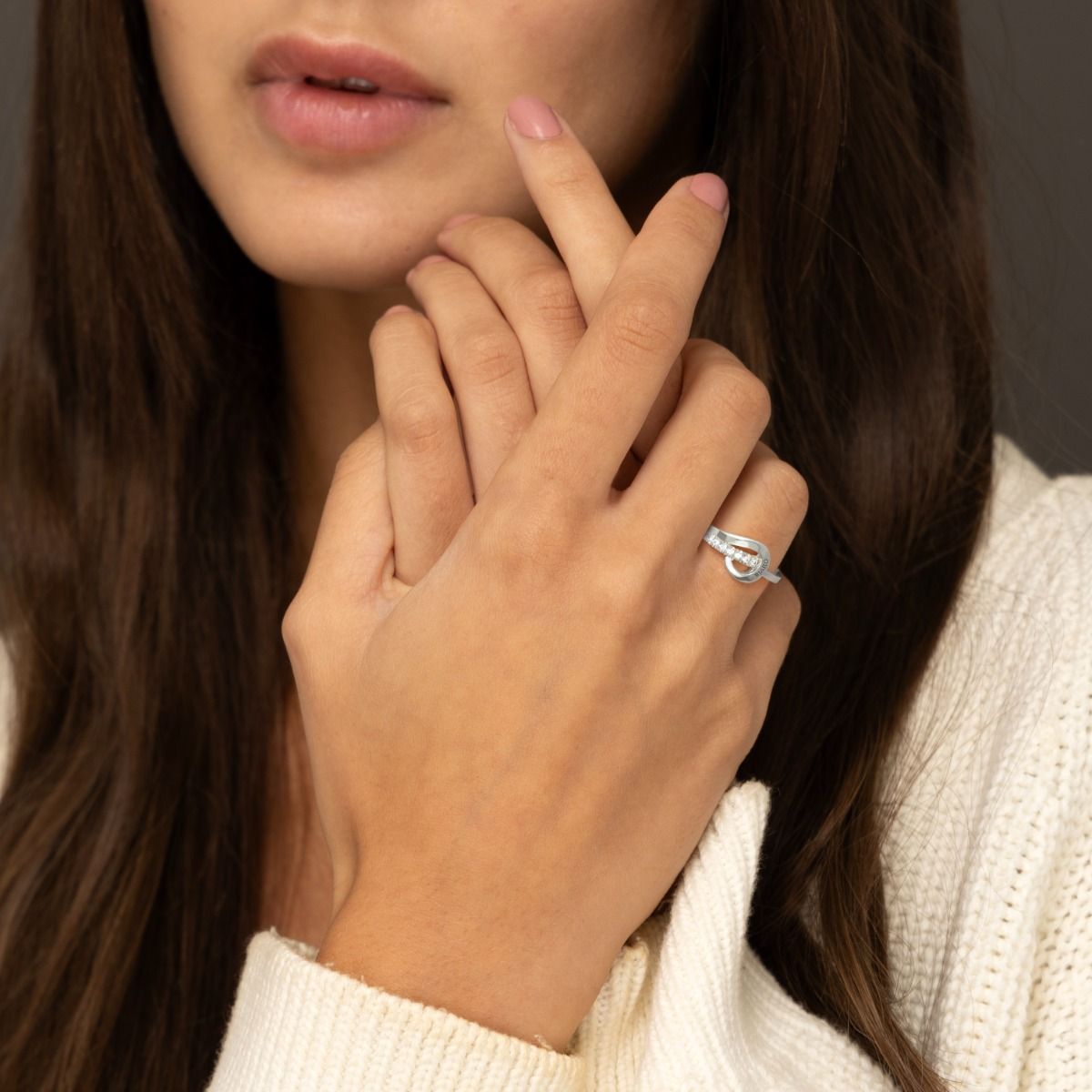 Ties Of Love Engraved Diamond Ring [Sterling Silver]