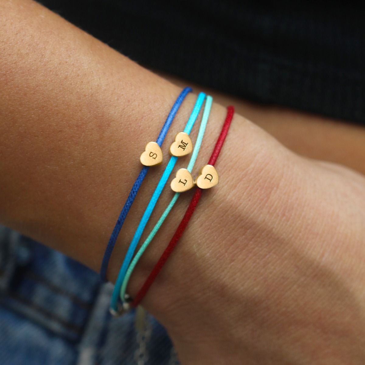 Heart Bracelet with Initial Red String Bracelet for Her- Gifts