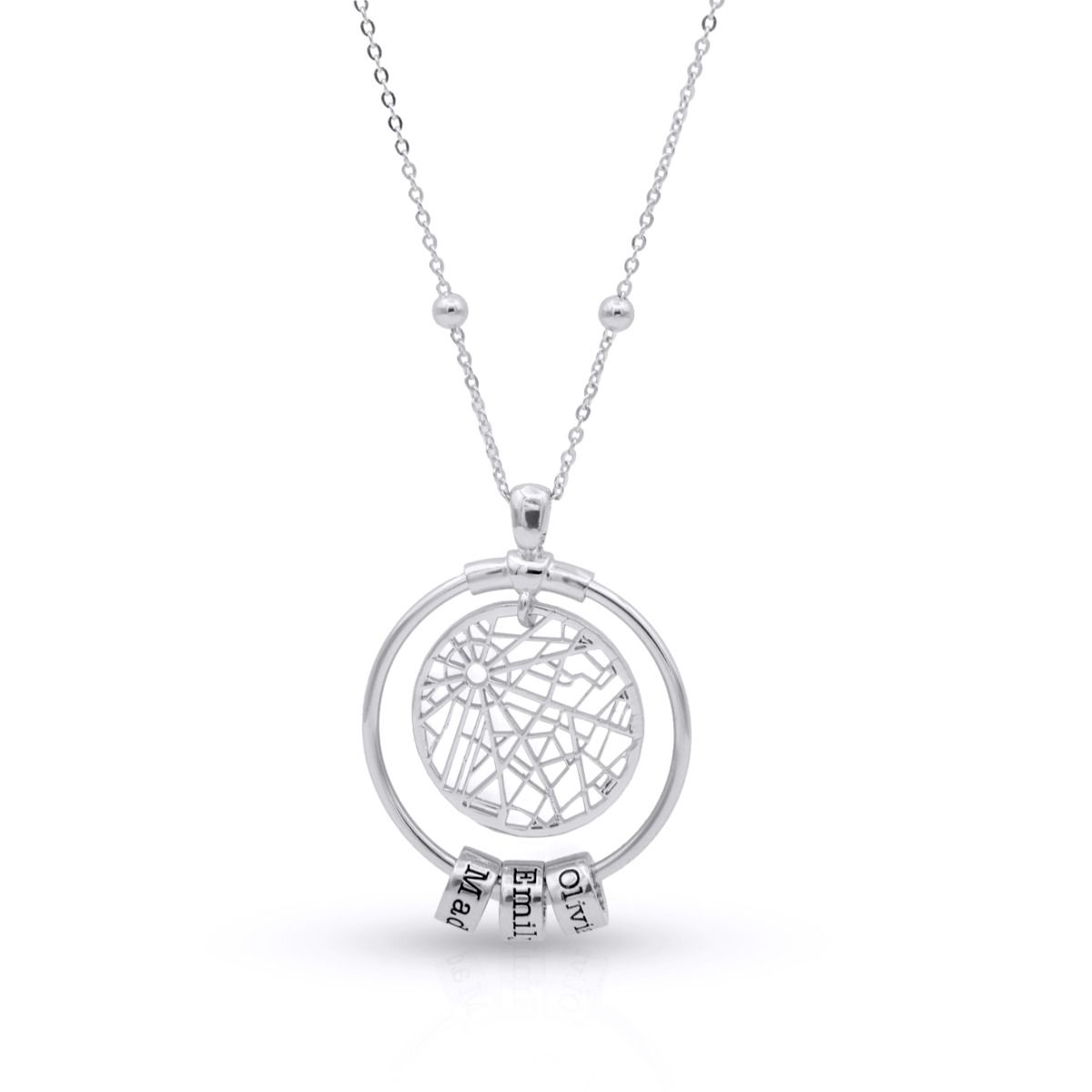 ★SENTIMENTS★ NO.504 [SILVER] NECKLACE Mother's Love Map Necklace - Engraved Necklace in Silver by