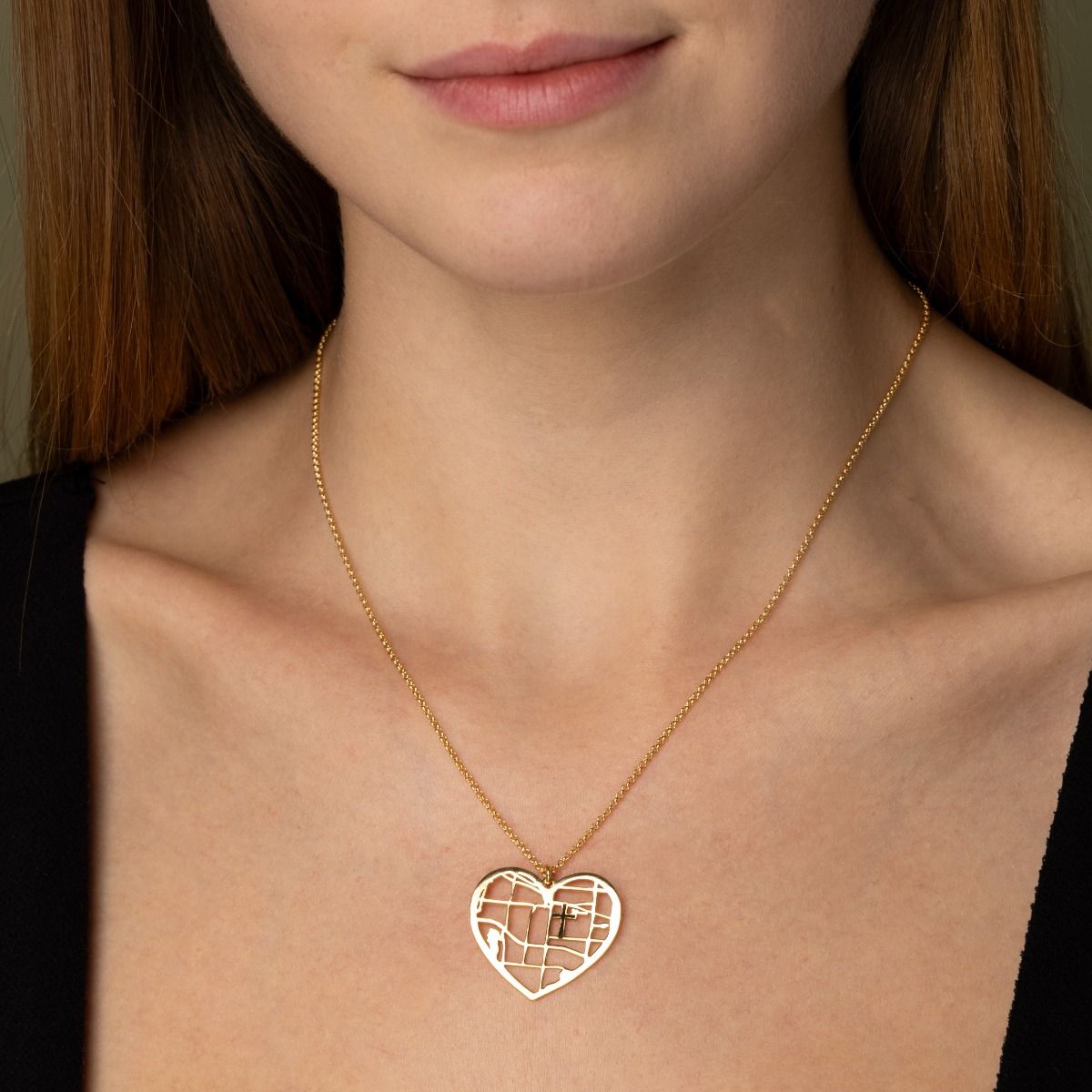 Crossed Ties of Heart Map Necklace [18K Gold Vermeil]