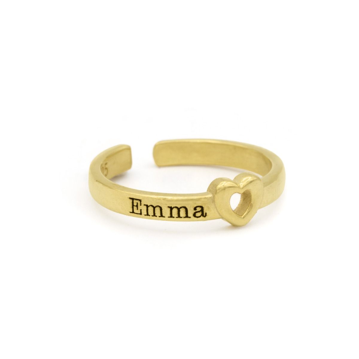 Herzensbindungen Ring mit Gravur - 1 Name [750er Gold Vermeil]
