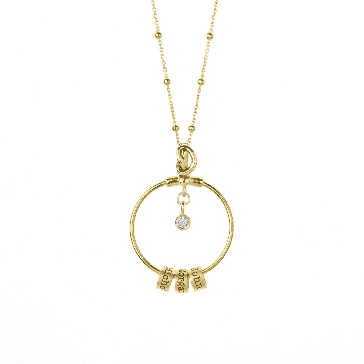 Special Ties Name Necklace with a Diamond [18K Gold Plated]