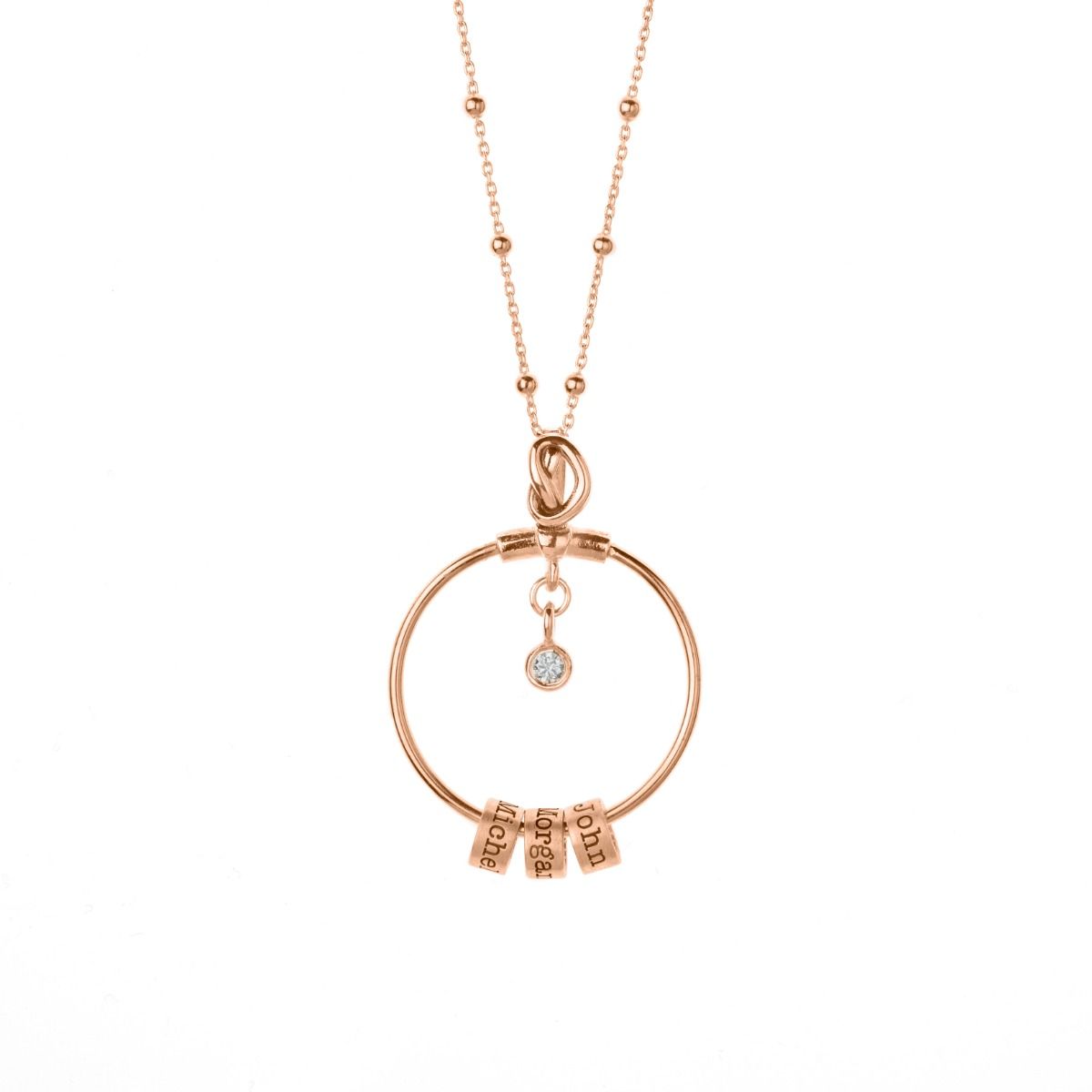 Special Ties Name Necklace with a Diamond [18K Rose Gold Plated]