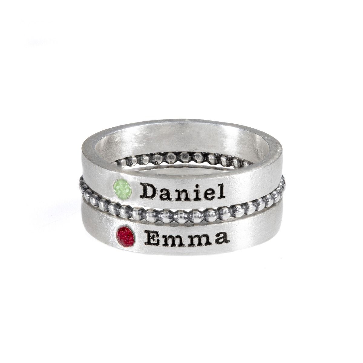 Birthstone Personalized Name Rings Stackable Stacking Ring