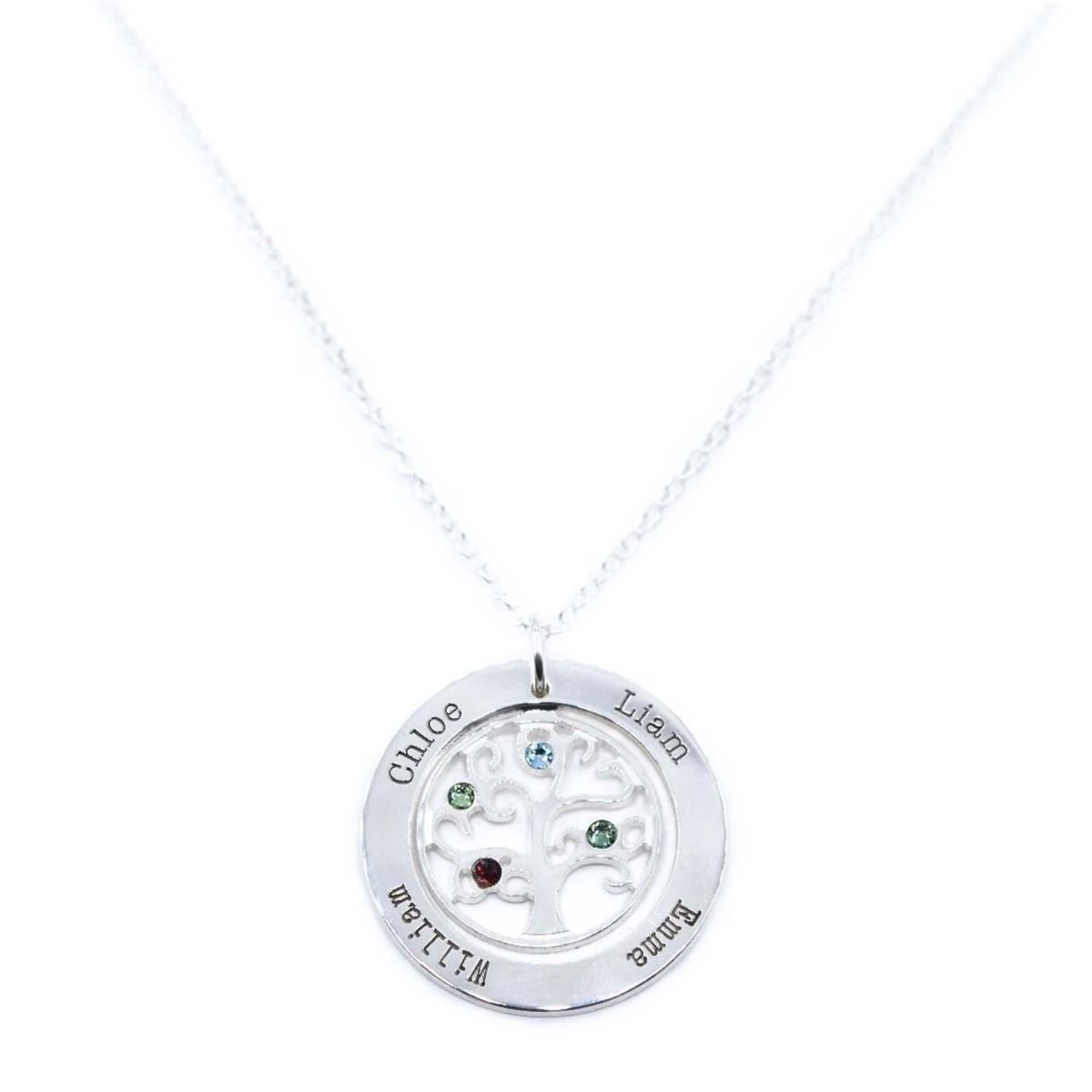 Tree Of Life Name And Birthstone Necklace [Sterling Silver]