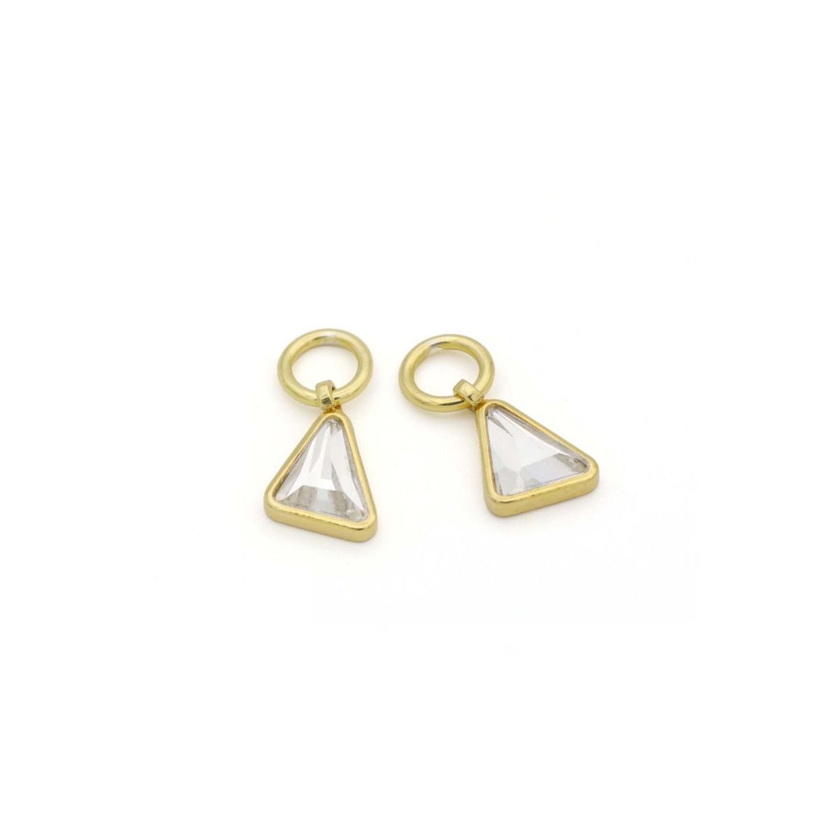 Single Triangle Earring Charm With Crystal [18K Gold Vermeil] 