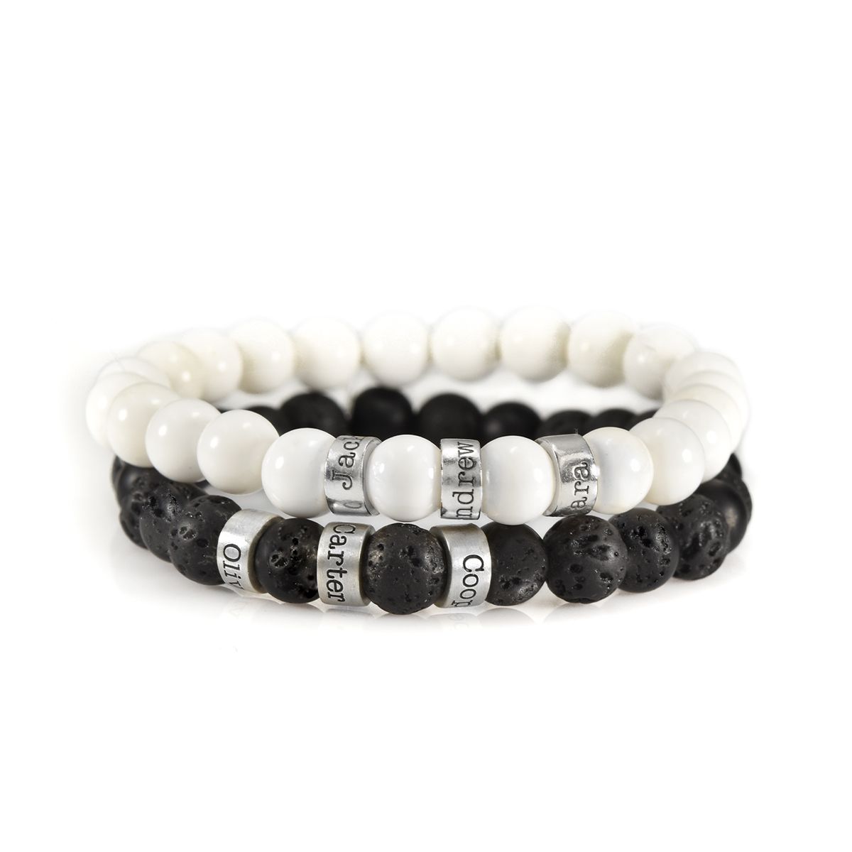 Lava and Tridacna Name Bracelet Pair