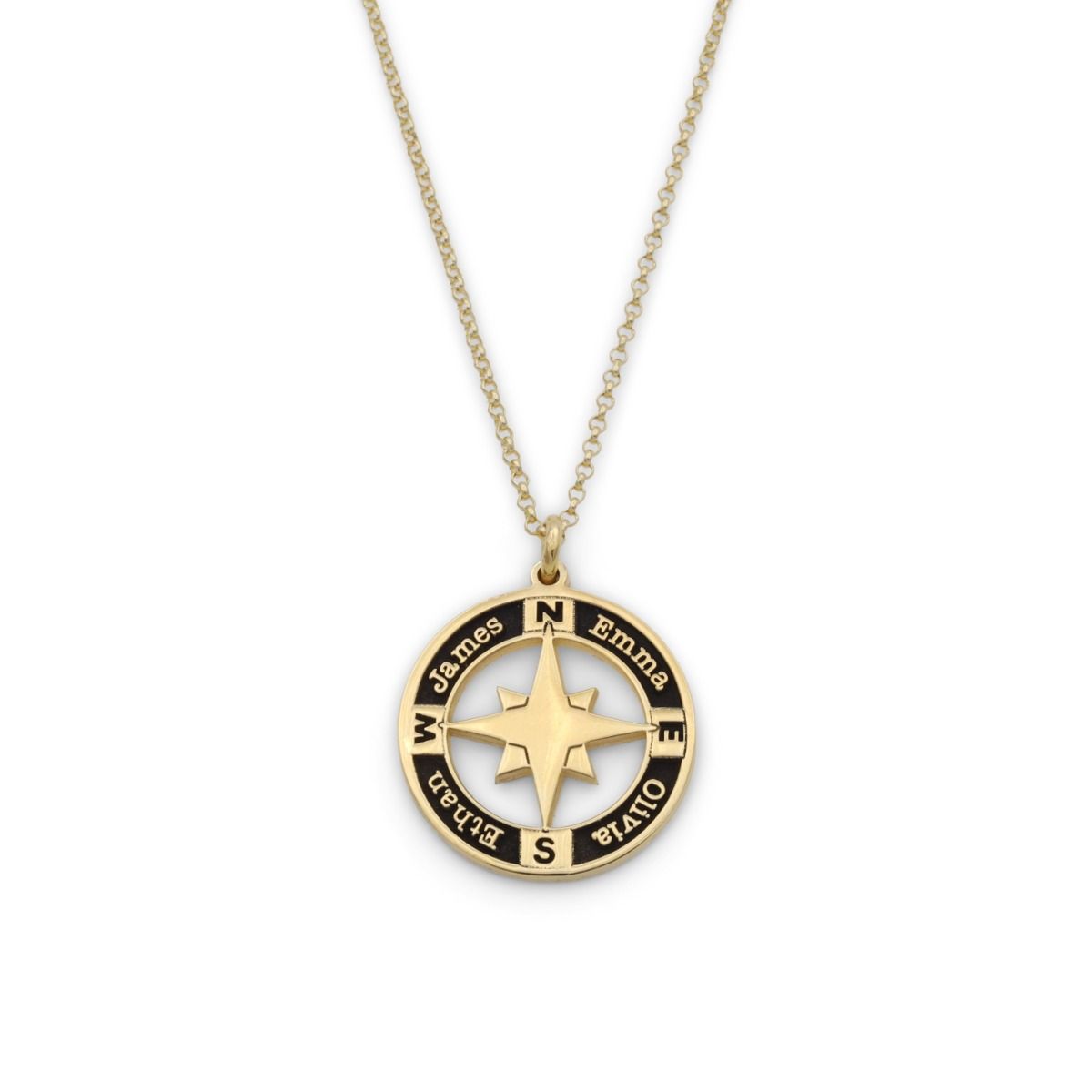 Personalized Gold Compass Jewelry 14k Solid Gold Compass Necklace