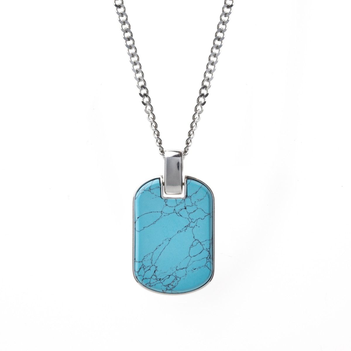 Clear Mark Men's Turquoise Tag Necklace