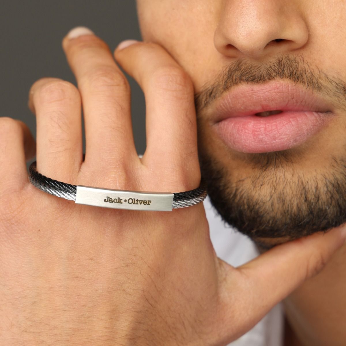 Two Tone Cable Bracelet by Talisa - Mens Cuff Bracelets
