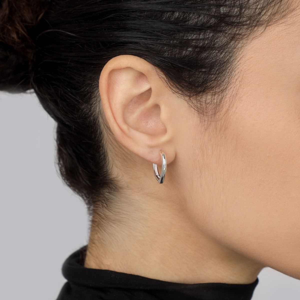 V Shape Hoop Earrings in SIlver - Gifts for Her by Talisa