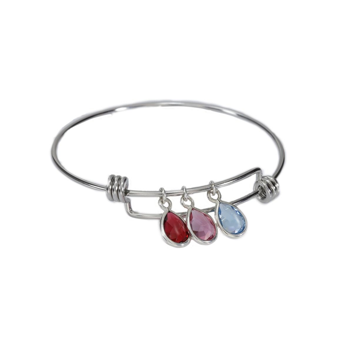 Pulsera Ajustable con Piedras de nacimiento Lluvia Mágica [Plata de Ley]