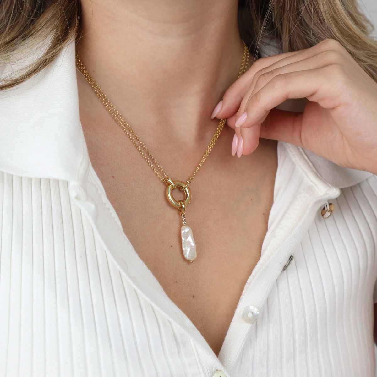 Anna Dubbele Laag Ketting [18K Goud Vermeil] - met Bedels