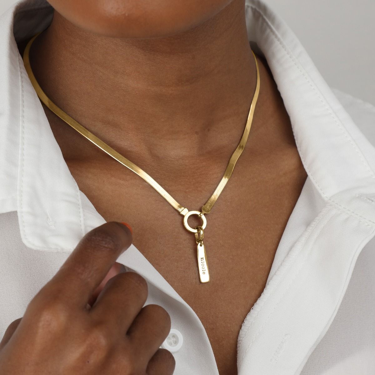 Arya Visgraat Ketting [18K Goud Verguld] - met Namen