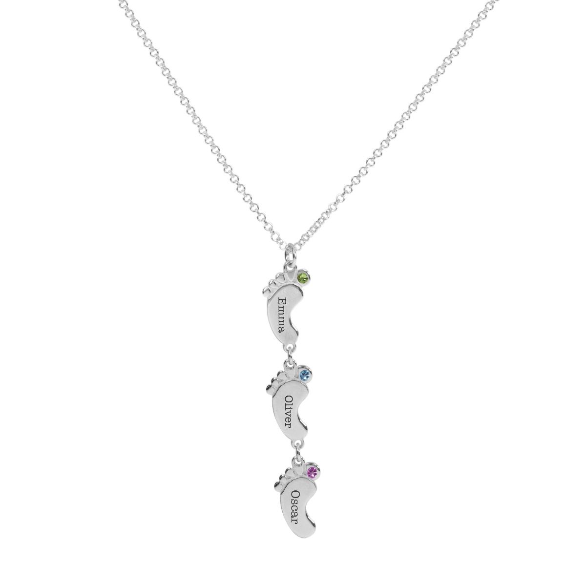 Collana Sentiero di Famiglia con Nome e Pietra di Nascita [Argento 925]