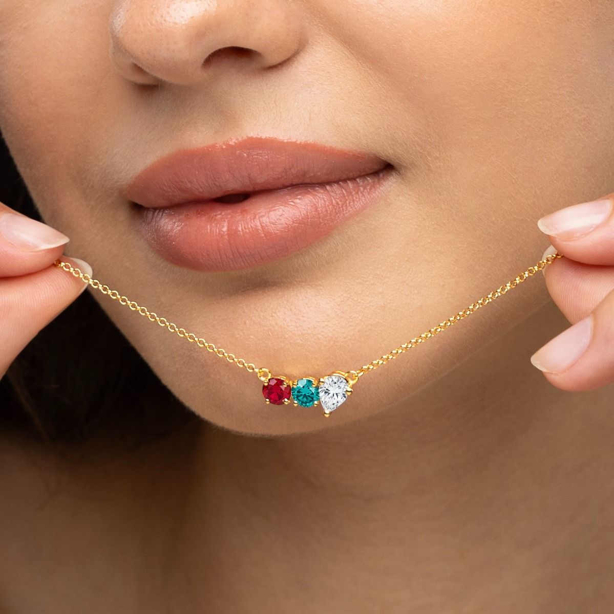 Talisa Stars Teardrop Birthstone Necklace with Diamond [18K Gold Plated]
